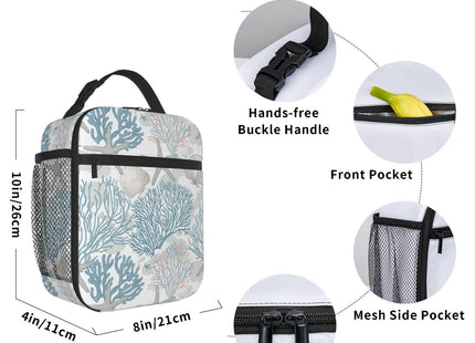 VANZEV Nautical Coastal Lunch Box for Adults Women Girls Boys Kids Starfish Seashell Coral Beach Lunch Box Insulated Cooler Reusable Lunch Bag Container Gifts for Work Office Picnic Travel School