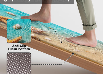 Nesphy Anti-Fatigue Kitchen Rug Set of 2, Waterproof, Non-Slip, Seashell