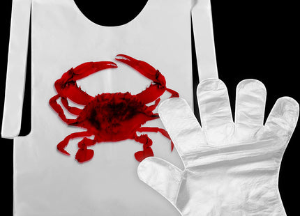 Patelai 50 Pack Crab Lobster Bibs & 50 Pairs of Disposable Gloves, Crab