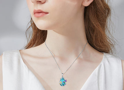 Zunxinsan Turquoise Hummingbird Necklace S925 Sterling Silver Hummingbird Pendant Animals Jewelry Gifts for Women