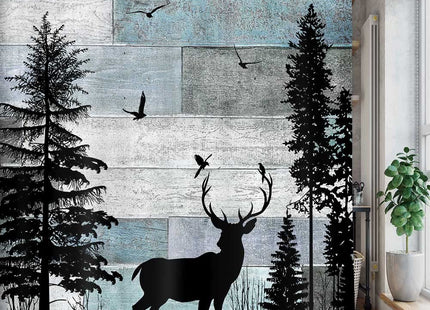 MERCHR Rustic Forest Deer Shower Curtain Cabin Farmhouse Country Lodge Bathroom Decor Polyester Fabric Bath Curtain Set with Hooks 71x71 Inches