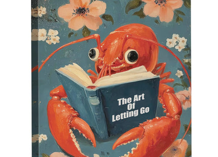 YJIKRTVT Funny Animal Canvas Wall Art, Whimsical Lobster Reading Book Print Artwork, The Art Of Letting Go Quote Wall Decor, Cute Sea Animal Floral Print Decor for Bedroom Living Room 8x10 Inches