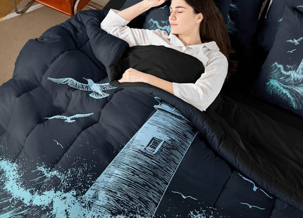 Erosebridal Boys Nautical Comforter Set Men Lighthouse Bed in a Bag Queen