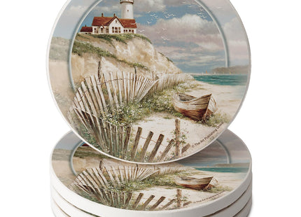 Thirstystone Beach Lighthouse 4 Pack Round Absorbent Stone Coasters