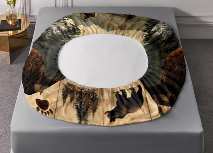 AILONEN Boys Rustic Bear Bedding Set Twin XL Size,Wildlife Hunting Fitted Sheet with 2 Pillowcases,3 Pieces Bear Paw Printed Soft Sheet Set