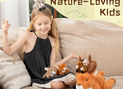 MorisMos Plush Deer Stuffed Animal, 18" Mommy Stuffed Deer with 4 Babies