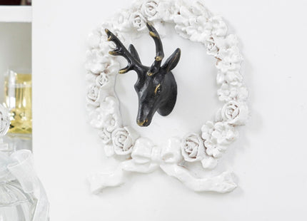 SOFFEE DESIGN 2pcs Black Deer Head Cabinet Metal Knobs, Forest Style, Golden Edge, Antique Dresser Knobs Home Furniture Handle