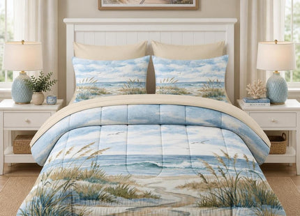 Zzzboro Full Size Comforter Set with Sheets, 7 Pieces Beach Coastal Bedding