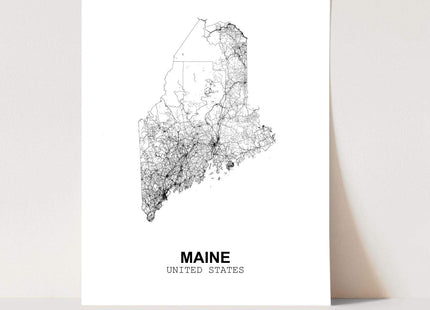 Eleville 8X10 Unframed Maine United States Country View Abstract Road Modern Map Art Print Poster Wall Office Home Decor Minimalist Line Art Hometown Housewarming wgn176