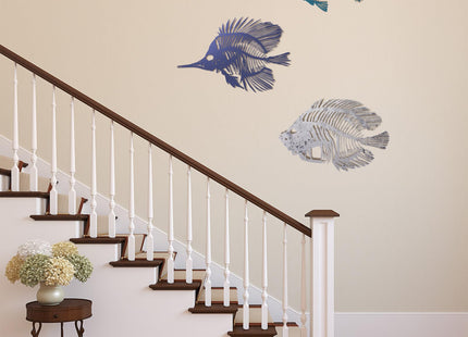 Zhengmy 3 Pcs Metal Fish Wall Art, Fishing Wall Decor, Various Color