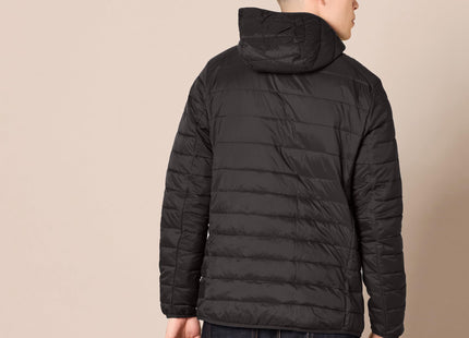 Amazon Essentials Men's Lightweight Water-Resistant Packable Hooded Puffer Jacket, Black, Medium