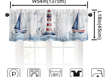 Nautical Lighthouse Valance Curtains,Rod Pocket Valances for Windows,Small Window Treatment Valances for Kitchen,Living Room,Bedroom,Bathroom,Home Decor,18x54 Inch,1 Panel,Sea Ocean Sailboat
