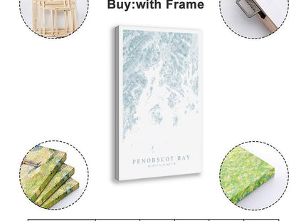 DUYIGCR Penobscot Bay Maine Map, Coastal Canvas Poster Bedroom Sports Landscape Office Room Decor Gift Frame 12" L X 18" W