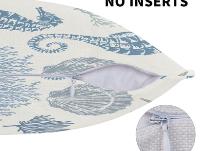 Coastal Throw Pillow Covers 20 x 20 Inch Set of 2 Summer Ocean Themed Pillow Covers Beach Seashell Starfish Seahorse Pillow Cases Linen Square Cushion Cover for Home Couch Sofa Bedding Decor