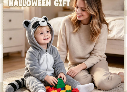 UPZAI Baby Raccoon Costume Halloween: Toddler Raccoon Costume Animal Romper