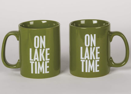 Primitives by Kathy 21675 Green Stoneware Coffee Mug, 20-Ounce, Lake Time