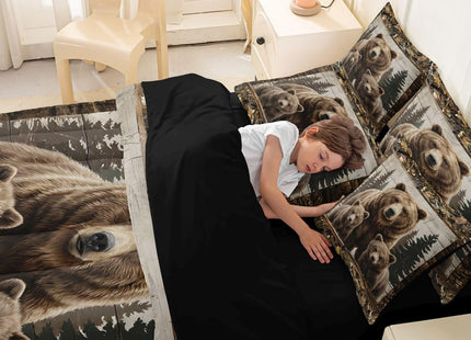 Feelyou Bear Twin Comforter Set with Sheets for Kids Boys Girls Wild Animal Hunting 7 Pieces Bedding Set Western Cabin Bed in a Bag Rustic Country Farmhouse Room Decor Yellow Brown