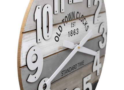 Oldtown Clocks 18" Wooden Multi-Color Maritime Coastal Beach Large Number Wall Clock (Gray, 18 inch)