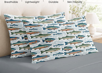 Zzzboro Twin Size Comforter Set with Sheets, 5 Pieces Fish Ocean Bedding