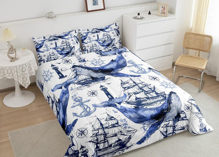 Feelyou Kids Whale Comforter Set Full Size Ocean Bedding Set Boys Girls