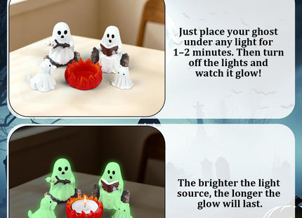 JULEASEL Glow in the Dark Ghost Storytelling Campfire Set, Halloween Decor