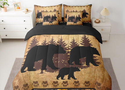 Erosebridal Camo Hunting Brown Black Bear Comforter Set Queen Size 7 Pieces