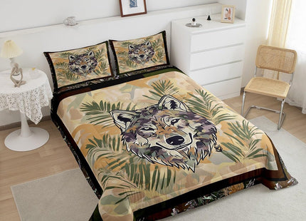 Erosebridal Fox Comforter Set Twin Size Woodland Camo Down Comforter Army Green Camouflage Wild Animal Bedding Set for Boys Teen Men,Wildlife Nature Tree Branch Quilt Duvet with 1 Pillow Case