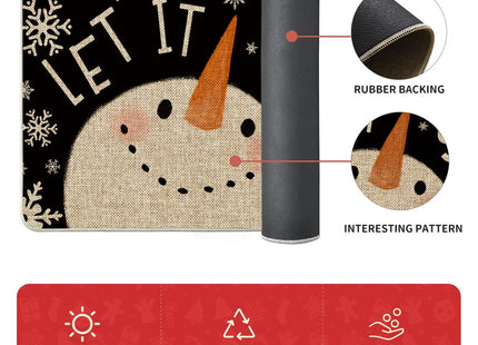 Artoid Mode Snowman Deer Let It Snow Snowflake Christmas Kitchen Mats Set of 2, Winter Decor Low-Profile Kitchen Rugs for Floor - 17x29 and 17x47 Inch