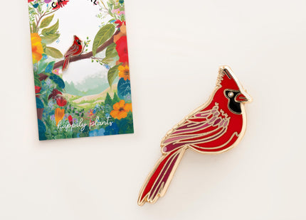 Red Cardinal Pin – Red Cardinal Gifts, Bird Lapel, Birdwatching Gifts, Holiday, Nature-Inspired Wildlife-Themed Holiday Pin, Bird Lover Decorative Jewelry
