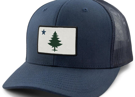 Vintage Maine Flag Classic Snapback Trucker Hat Navy