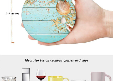 Britimes Coasters for Drinks, Set of 6, Ceramic Stone, Coastal Beach