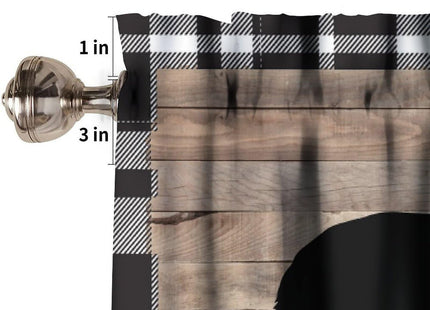 GoDazzling Vintage Bear Kitchen Curtain Valance, Country Farmhouse Forest Tree Black Bear Wildlife Animal Wooden Window Valance, for Bedroom Living Room Cafe Bathroom 1 Panels W54xL18in