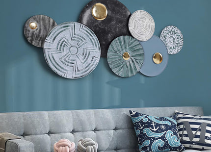 Metal Geometric Round Wall Art Coastal Nautical 3D Wall Decor 53"x25"