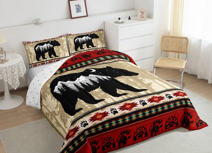 Erosebridal Western Bedding Sets Full Dream Catcher Quilt for Kids Child Boys Girls,Abstract Black Bear Comforter Set Bohemia Aztec Duvet Insert,Galaxy Sun and Moon Wild Animal Room Decor,Red Black