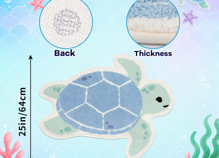 NIGOWAYS Sea Turtle Bath Rugs for Bathroom,Cute Bath Rug Cartoon Turtle