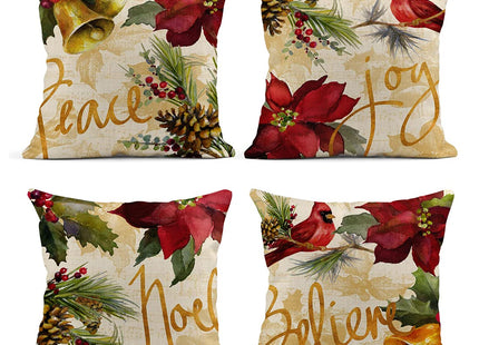rouihot Set of 4 Linen Throw Pillow Covers 20x20 Inch Christmas Sea Starfish Scallop Home Decor Pillowcase Square Cushion Covers for Sofa Bed Couch Car