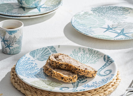 UNK U 10.5-Inch Ocean Theme Melamine Plates Set of 6, Nautical Seashell Dinner Plates, Dishwasher Safe Beach Party Plates for Coastal Dining & Special Events