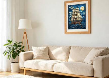 500 Piece Jigsaw Puzzles Vintage Sailboat Moon Ocean for Adults 14+