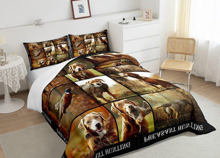 Erosebridal Pheasant Hunting Comforter Set Queen Size Duck Hunting Bedding Set Boho Farmhouse Wild Animals Down Comforter Woodland Fall Leaves Bedroom Decor Duvet Set for Kids Boys Girls Teens