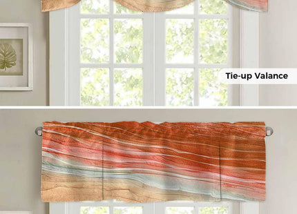 RisQiten Burnt Orange Ombre Coastal Tie Up Valance Curtains for Windows, Summer Nautical Beach Kitchen Curtains Window Treatments, Ocean Seaside Short Window Valances for Bedroom Bathroom 54"x18"