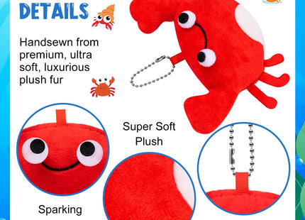 12Pack Plush Crab Lobster Toy Soft Stuffed Crab Hanging Ornaments