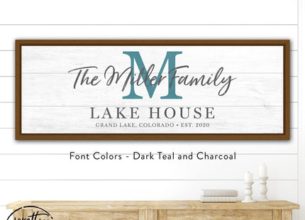 Personalized Lake House Monogram Canvas Wall Art Custom Family Welcome