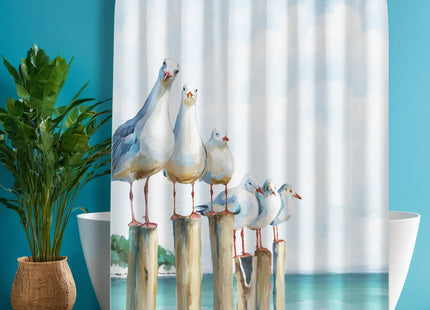 SUMGAR Ocean Seagull Shower Curtain for Bathroom, 72x72 Inch, with 12 Hooks