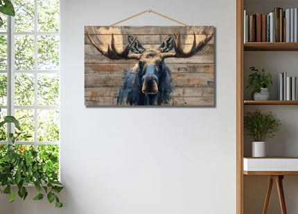 Personalized Moose Wall Decor Rustic Wooden Plaque Cabin Wildlife Artwork
