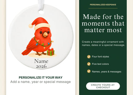 Lydia Gifts 2026 Personalized Cardinal Christmas Ornament