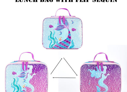 KK CRAFTS Cute Insulated Lunch Box For Girls Boys Kids Toddlers Preschool Kindergarten Elementary(Small, Sequin Purple Mermaid)