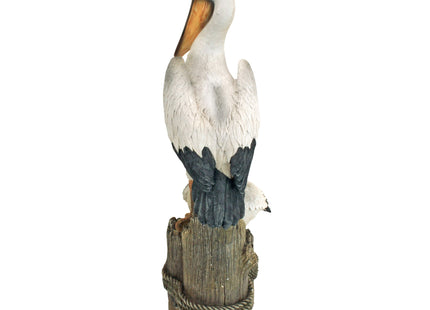 Design Toscano Coastal Decor Ocean's Perch Pelicans Garden Bird Statue, 9 Inch Wide, 24 Inch Tall, Cast Stone Resin, Full Color Finish