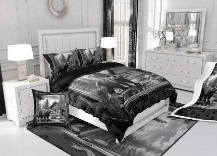 Feelyou Kids Bear Comforter Set Queen Size Rustic Cabin Lodge Bedding Set
