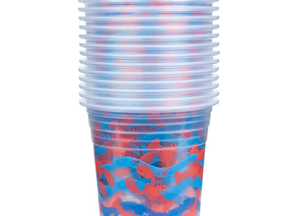 Glad Everyday Clear Plastic Cups, Lobster Waves, 16 Oz, 20 Count