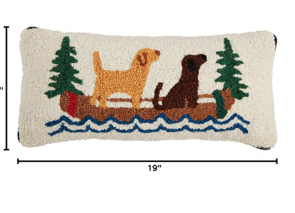 Mud Pie Canoe Hook Wool Pillow, Rustic Lodge Cabin Throw Pillow Decor
